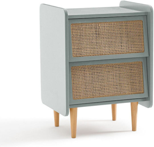 Wooden Bedside Table Green 35x43x60cm