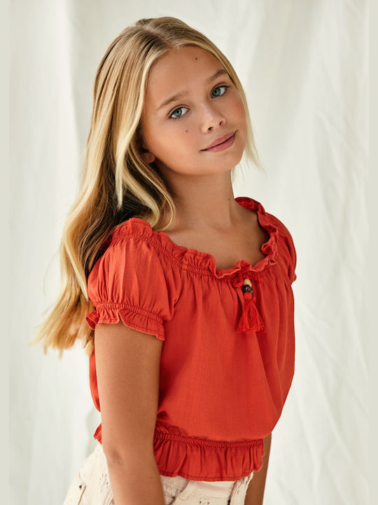 Mayoral Kids Blouse Short Sleeve Orange