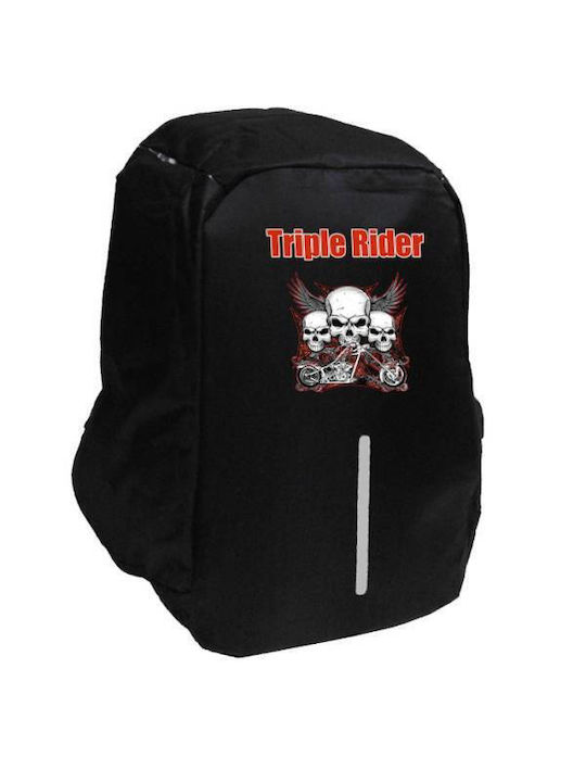 Takeposition Σχολική Τσάντα Πλάτης Γυμνασίου - Λυκείου Triple Rider με Θήκη για Παγούρι