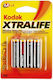 Kodak Xtralife Alkaline Batteries AA 1.5V 4pcs