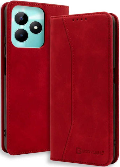Bodycell Brieftasche Synthetisches Leder Rot (Realme C51)