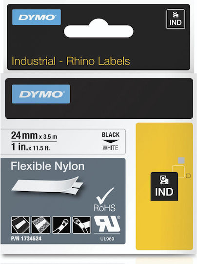Dymo Label Maker Tape 3.5m x 24mm in Black Colour Compatible with Dymo Rhino/IND