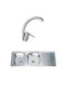 Inter Ceramic Alpaca ICSETICF72582907313ICK12050SSR Drop-In Chiuvetă Chiuvetă de bucătărie unghiulară Inox L120xW50cm Argintiu