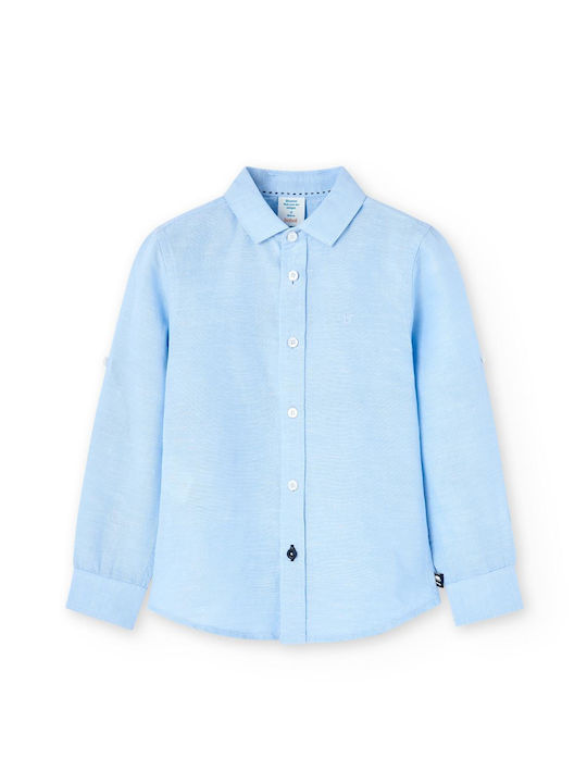 Boboli Kids Linen Shirt Blue