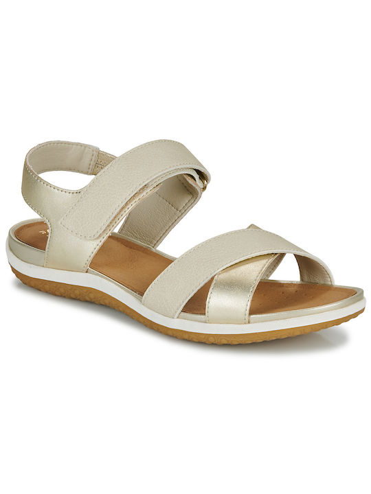 Geox D Sandal Vega Damen Flache Sandalen in Beige Farbe