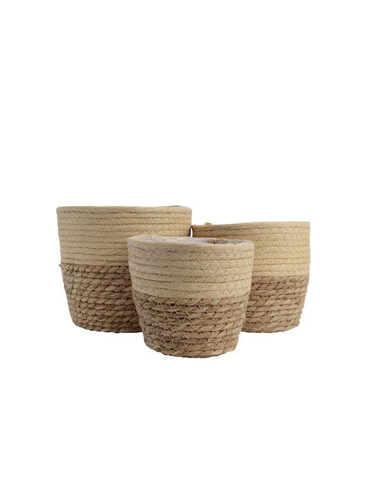 Set of Decorative Baskets Straw with Handles 3pcs Decoris