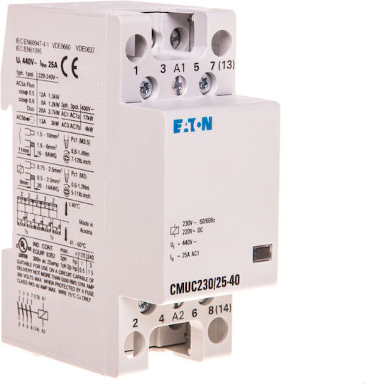 Eaton Релета На Релса Захранване 25A Четириполюсно С Търговия На Автомобилни Крушки 230V