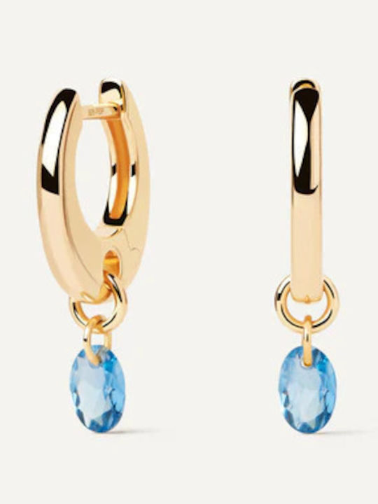 P D Paola Earrings Hoops made of Silver Gold Plated with Stones