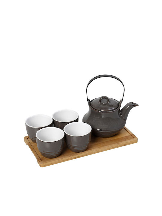 Espiel Ritual Tea Set with Cup Ceramic in Black Color 8pcs