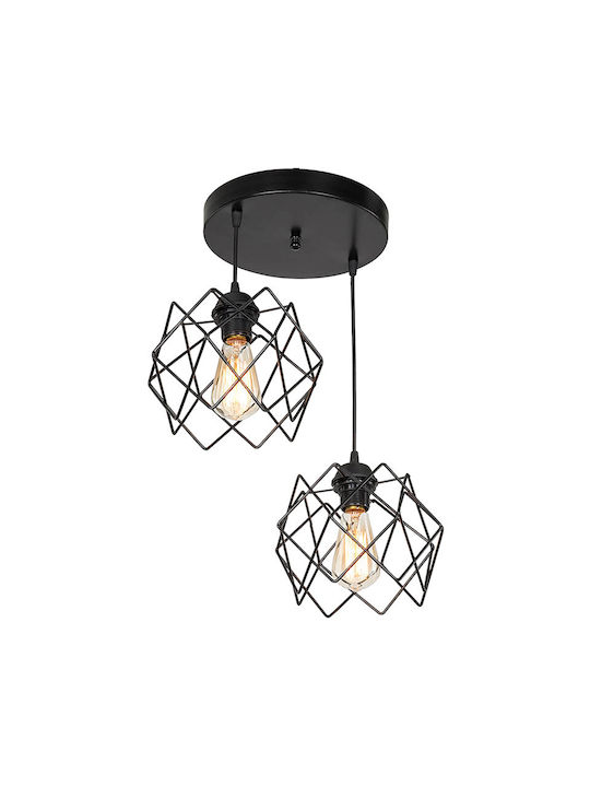 Pakketo Pwl-1021 Pendant Light Two-Light for Socket E27 Black