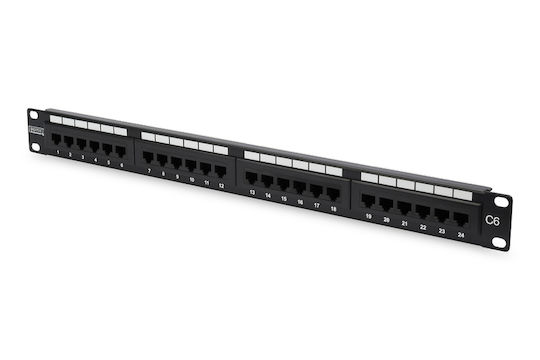 Digitus Cat 6 Пач панел за рафт 1U 19" 24 порта cat6 Черен