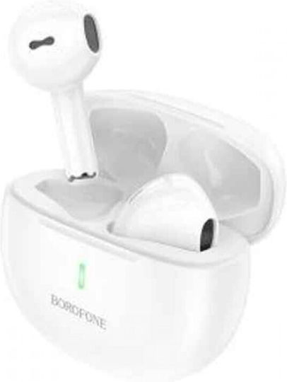 Borofone W33 Mini Earbud Bluetooth Handsfree Ακουστικά με Θήκη Φόρτισης Λευκά