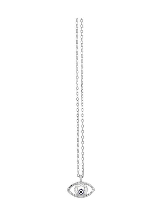 Prince Silvero Necklace Eye Made of Silver with Zircon Blue