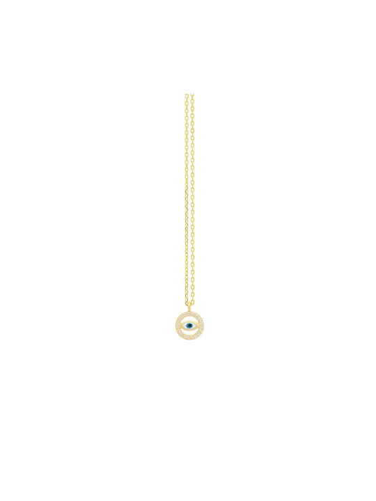 Prince Silvero Necklace Eye from Gold Plated Silver with Zircon