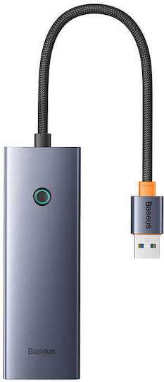 Baseus Ultrajoy Series Lite Hub USB 3.0 cu 4 Porturi USB-A Ethernet Gri