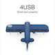 3life-308 Hub 4 Anschlüsse USB 2.0 mit Anschluss an einen Computer USB-A Blau