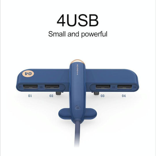 3life-308 Hub 4 Anschlüsse USB 2.0 mit Anschluss an einen Computer USB-A Blau