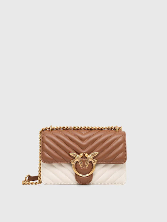 Pinko Love One Din piele Geantă de damă Crossbody Maro