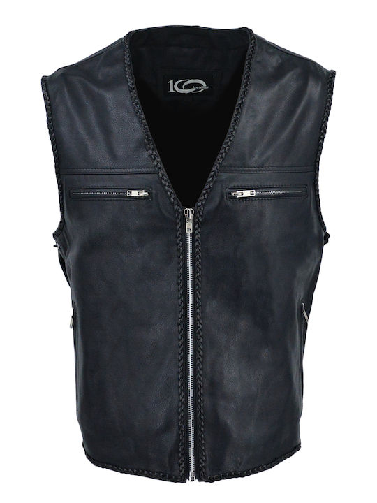 Sleeveless Leather Jacket Black