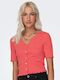 Only Women's Blouse Cotton Short Sleeve Pink