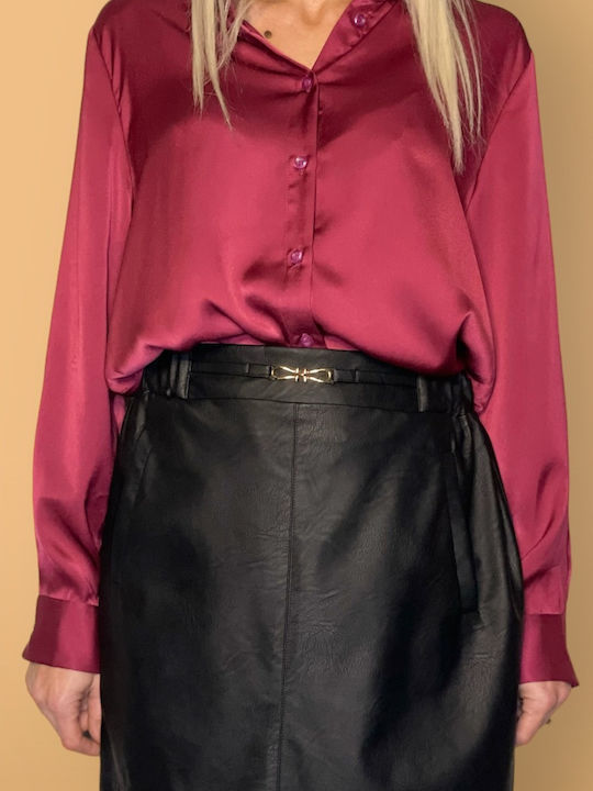 Twenty 29 Damen Bluse Satin Langärmelig Magenta