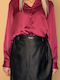 Twenty 29 Women's Blouse Satin Long Sleeve Magenta