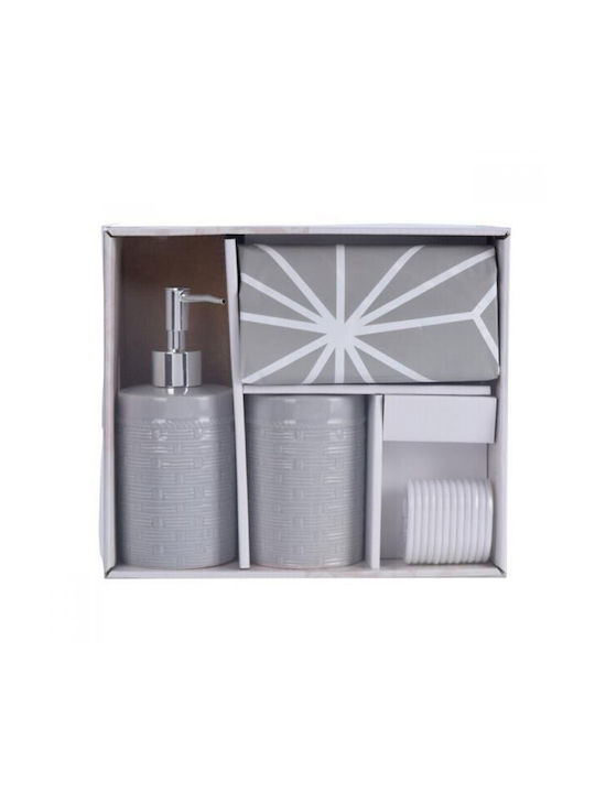 Koopman Ceramic Bathroom Accessory Set Gray 3pcs