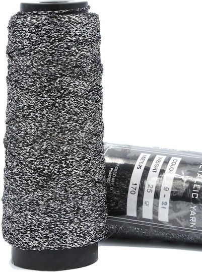 Golden Thread Embroidery Golden Metallic Yarn Αλυσιδάκι Silver/Black 170m