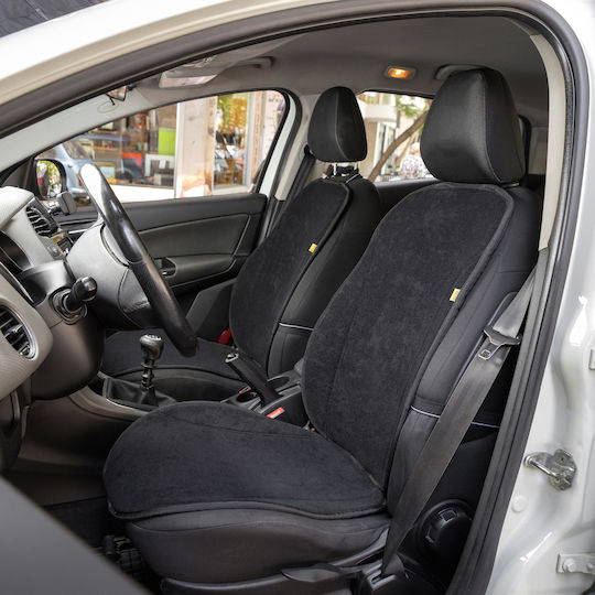 Autocover Μπροστινά Καλύμματα Αυτοκινήτου 2τμχ Πετσετέ Μαύρα