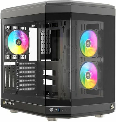 Forgeon Box Midi Tower Κουτί Υπολογιστή με RGB Φωτισμό Μαύρο