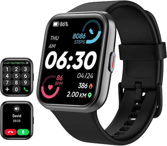 Tensky ID208 Plus Smartwatch mit Pulsmesser (Schwarz)