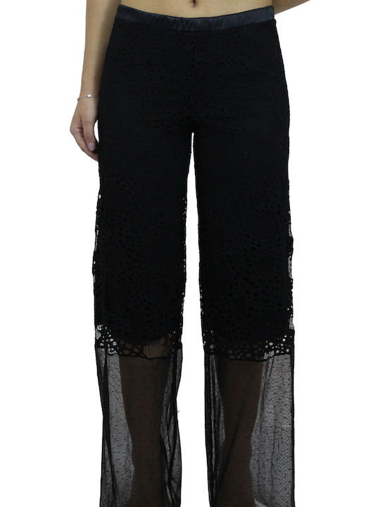 Luna Χειμερινό Βαμβακερό Γυναικείο Παντελόνι Πιτζάμας Μαύρο