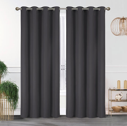 Chios Hellas Perdea Opacă cu Capse Gri 140x260cm Chios Hellas Perdea Opacă cu Capse Gri 140x260cm