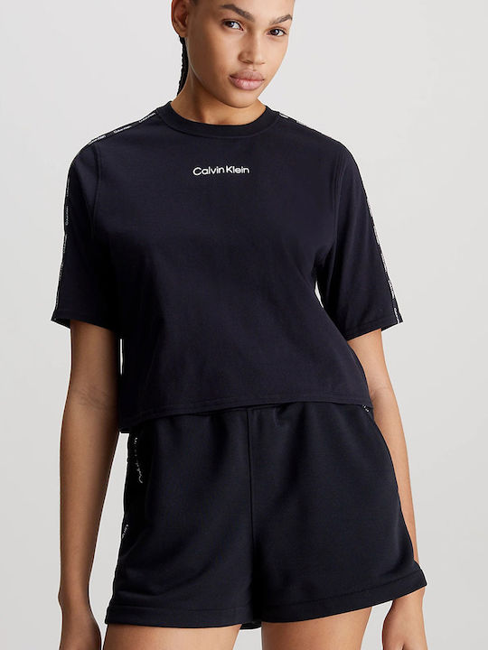 Calvin Klein Damen Sportlich Crop T-shirt Schwarz