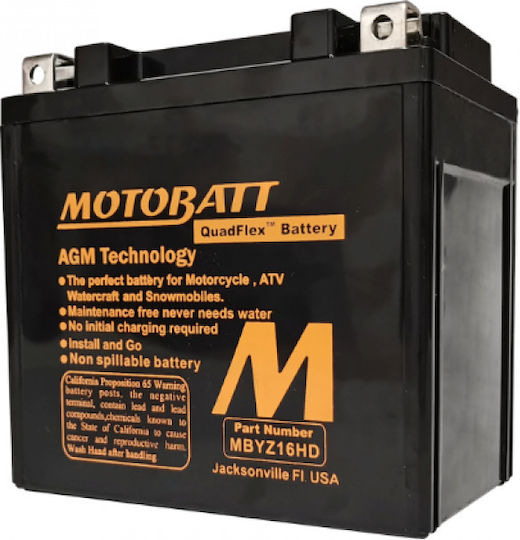 MotoBatt Closed Type Motorcycle Battery YTX14-BS with Capacity 16.5Ah