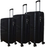 Dream House Travel Suitcases Hard Black with 4 Wheels Set of 3pcs