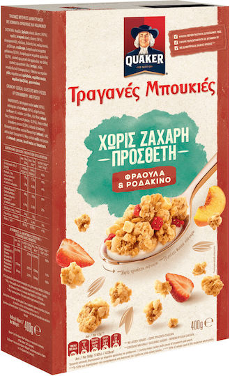 Quaker Γκρανόλα Βρώμης Τραγανές Μπουκιές Φράουλα & Ροδάκινο 400gr