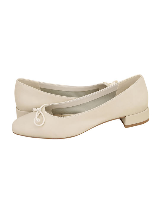 Corina Leather Ballerinas Beige