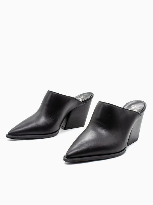 Sante Chunky Heel Mules Black