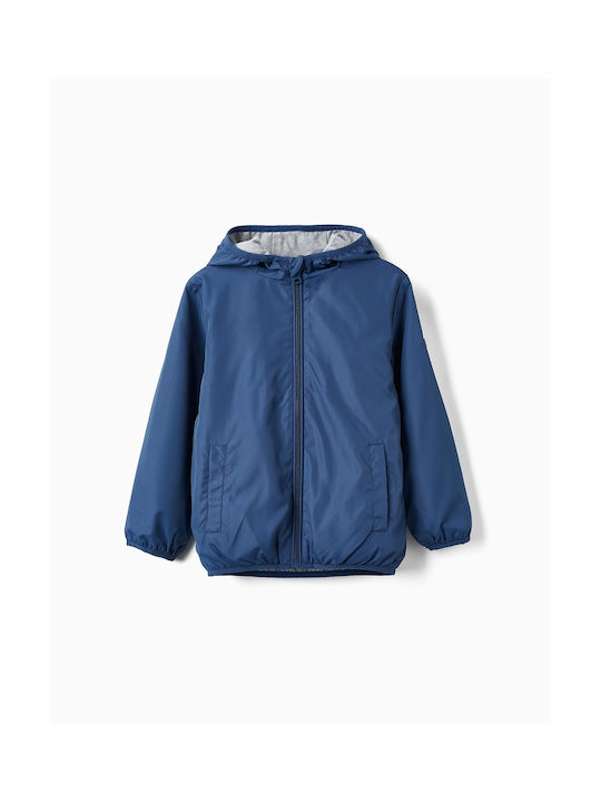 Zippy Kids Casual Jacket Windproof with Hood Blue Grey