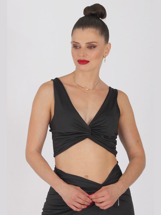 On Line Women's Crop Top with Straps Black