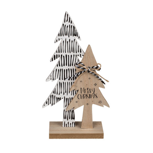 Arbore Decorativ De Crăciun Din Lemn Cu Inscripție 25.5 Cm Bej Merry Christmas 2