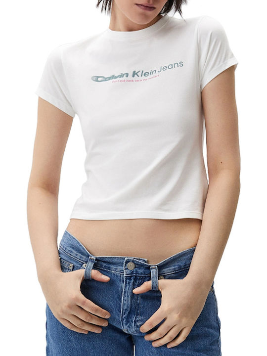 Calvin Klein Damen Crop T-Shirt Weiß