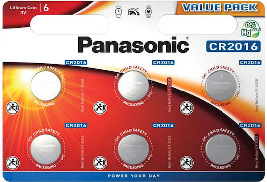 Panasonic Power Батерии Литий За часовници CR2016 3V 6бр