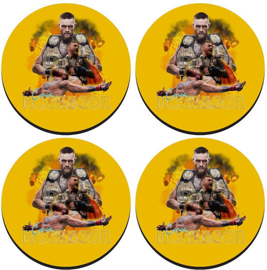 Koupakoupa Conor Mcgregor Notorious Round Coaster Wooden Yellow 4pcs