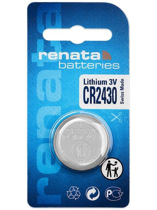 Renata Μπαταρία Λιθίου Ρολογιών CR2430 3V 1τμχ