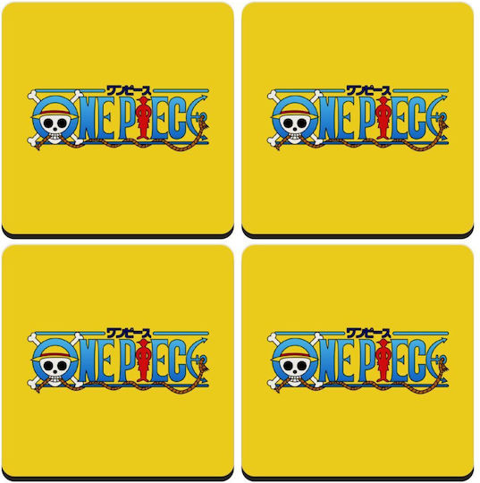 Koupakoupa Onepiece Logo Сувенир Дърво Жълт 4бр