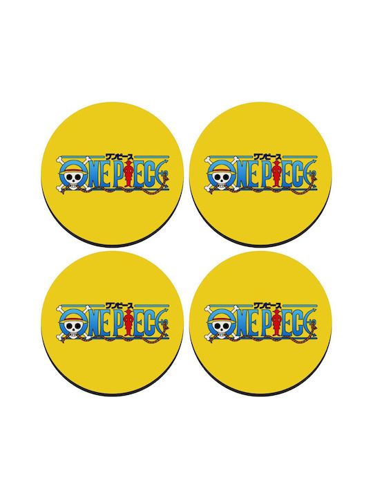 Koupakoupa Onepiece Logo Заоблено Сувенир Дърво Жълт 4бр