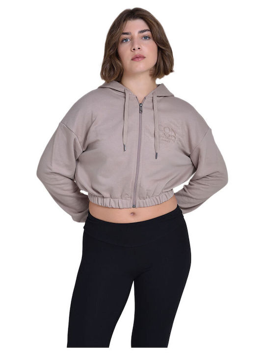 Target Women's Cropped Hooded Fleece Cardigan Gray