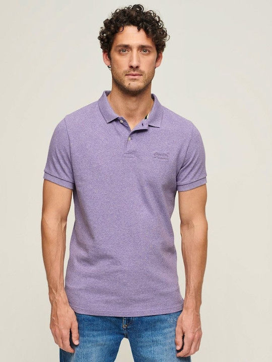 Superdry Bluza Bărbătească cu Mânecă Scurtă Polo Violet